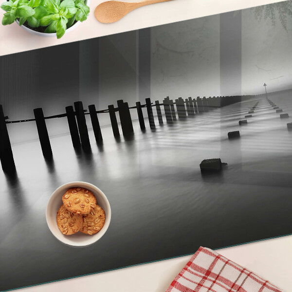 Schneidebrett glas Die Seebrücke in Schwarzweiß