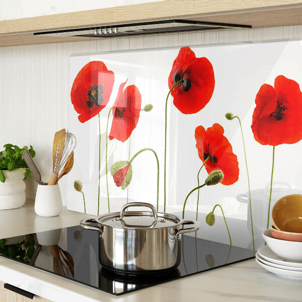 Schneidebrett glas Mohnblumenmotiv