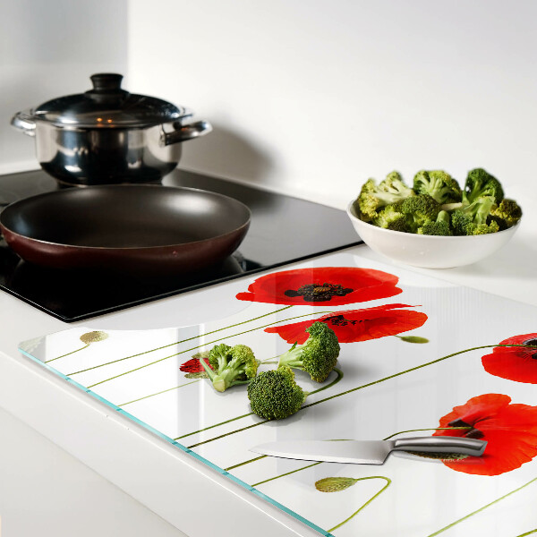 Schneidebrett glas Mohnblumenmotiv