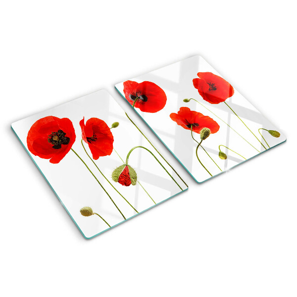 Schneidebrett glas Mohnblumenmotiv