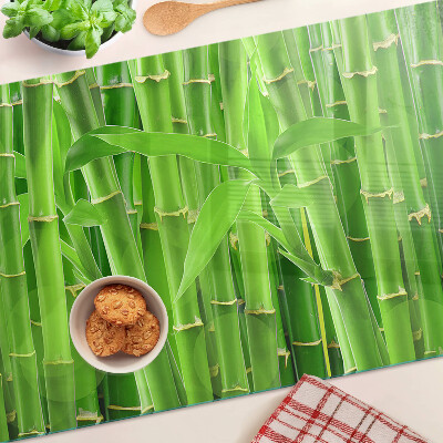 Glas Schneidebrett mit Motiv aus Bambusblättern und -stängeln