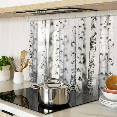 Schneidebrett Glas mit Motiv weiße Birken im Wald