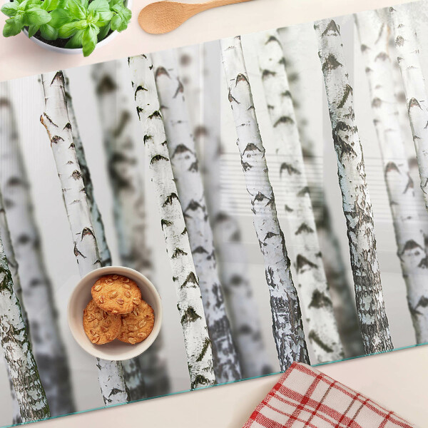 Schneidebrett glas Weiße Birken im Wald