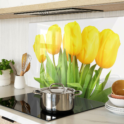 Schneidebrett Gelbe Tulpen auf grünem Hintergrund