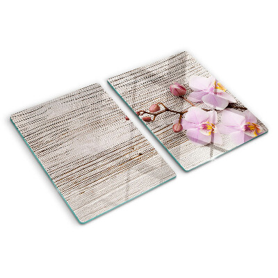 Schneidebrett Orchideen auf Holzgrund