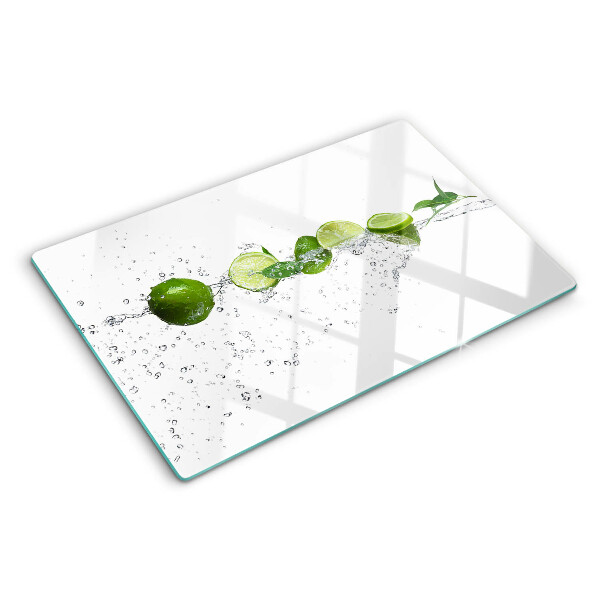 Schneidebrett Glas mit Motiv von Zitronen im Wasser