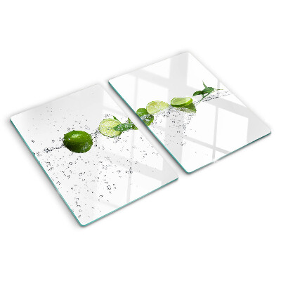 Schneidebrett glas Zitronen in Wasser