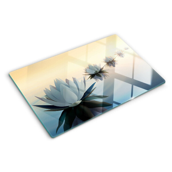 Schneidebrett glas Wasserblumen in Pastelltönen