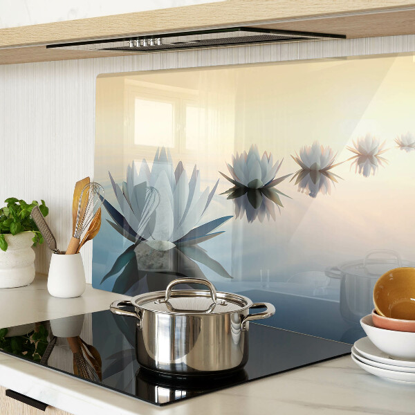 Schneidebrett Glas mit Wasserblumen in Pastelltönen