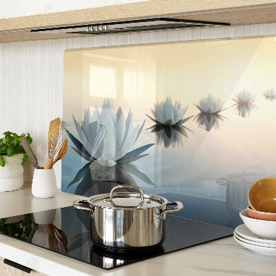 Schneidebrett Glas mit Wasserblumen in Pastelltönen