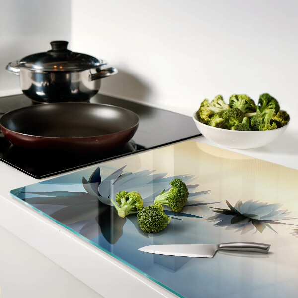 Schneidebrett Glas mit Wasserblumen in Pastelltönen