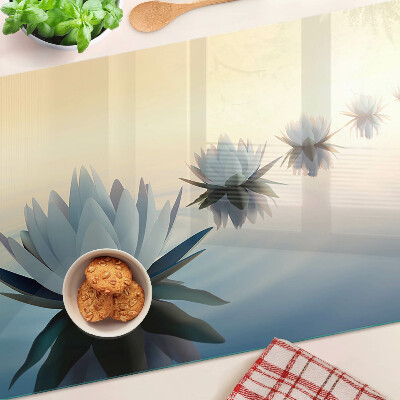 Schneidebrett Glas mit Wasserblumen in Pastelltönen