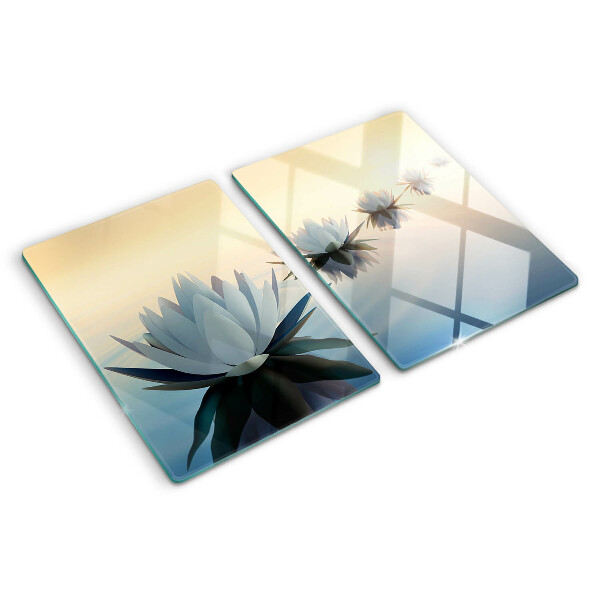 Schneidebrett glas Wasserblumen in Pastelltönen