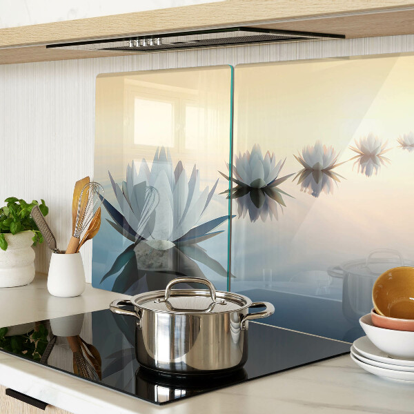 Schneidebrett Glas mit Wasserblumen in Pastelltönen