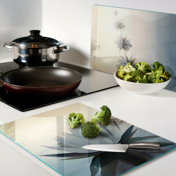 Schneidebrett Glas mit Wasserblumen in Pastelltönen