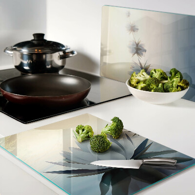 Schneidebrett Glas mit Wasserblumen in Pastelltönen