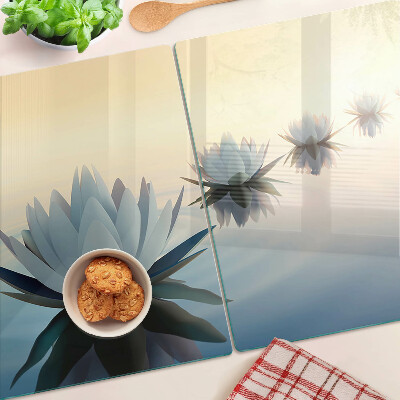 Schneidebrett glas Wasserblumen in Pastelltönen