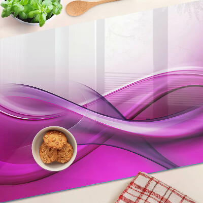 Glas-Schneidebrett mit Wellenmotiv in Rosatönen