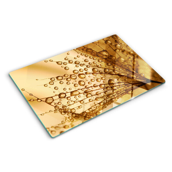 Schneidebrett mit Motiv von Wassertropfen auf einer Pflanze