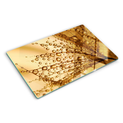 Schneidebrett mit Motiv von Wassertropfen auf einer Pflanze