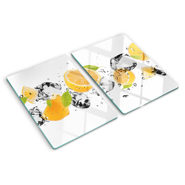 Schneidebrett Zitronen mit Eis