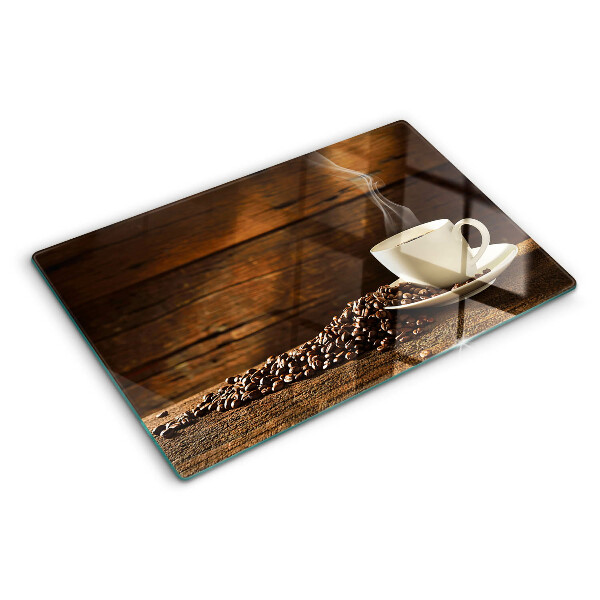 Schneidebrett Kaffee und eine Tasse