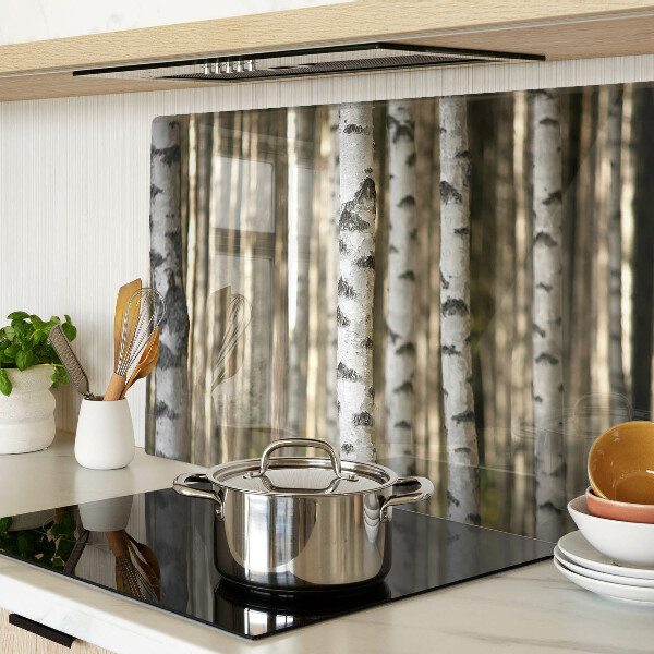 Schneidebrett mit Motiv weiße Birken im Wald