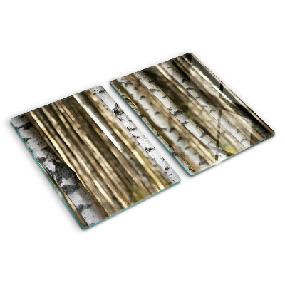 Schneidebrett mit Motiv weiße Birken im Wald