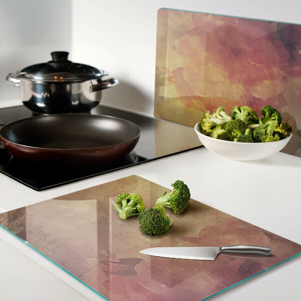 Schneidebrett Glas mit Blumenmotiv in Pastellfarben