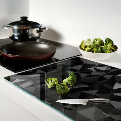 Glas-Schneidebrett mit geometrischem Polygonmotiv in Schwarztönen