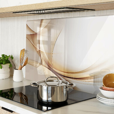 Schneidebrett Glas mit abstraktem Wellenmuster in Beigetönen