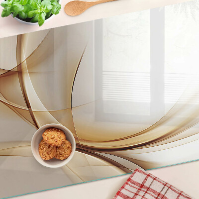 Schneidebrett glas Abstrakte Wellen in Beigetönen