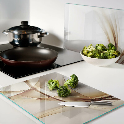 Schneidebrett glas Abstrakte Wellen in Beigetönen