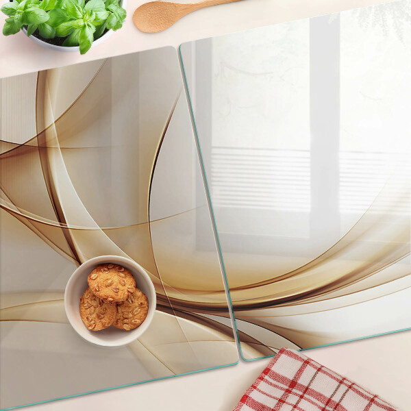 Schneidebrett glas Abstrakte Wellen in Beigetönen