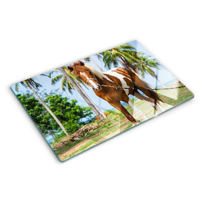 Schneidebrett glas Ein Pferd vor Palmen im Hintergrund