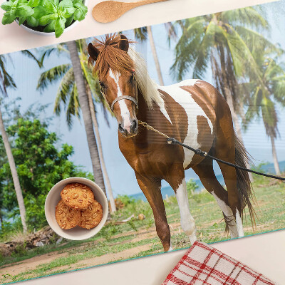 Schneidebrett glas Ein Pferd vor Palmen im Hintergrund