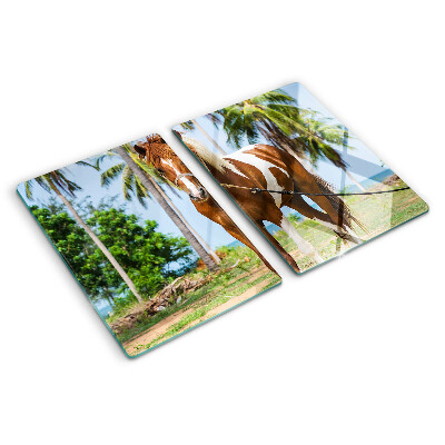 Schneidebrett glas Ein Pferd vor Palmen im Hintergrund