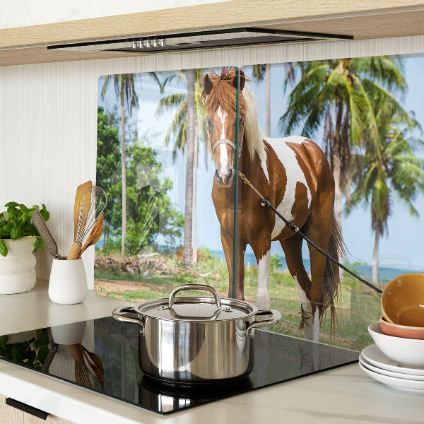 Schneidebrett glas Ein Pferd vor Palmen im Hintergrund