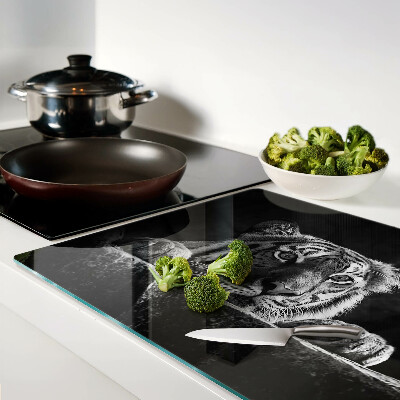 Schneidebrett mit Tiger-Motiv im Schwarz-Weiß-Stil