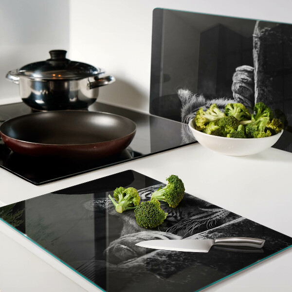 Schneidebrett Tiger im Schwarz-Weiß-Stil