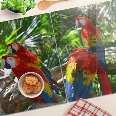Glas schneidebrett Papageien in einer tropischen Umgebung