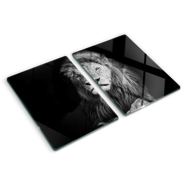 Schneidebrett Löwe in Schwarzweiß