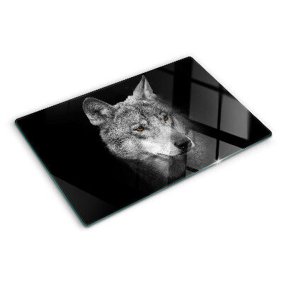 Schneidebrett glas Wolf in Grautönen