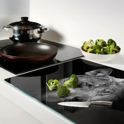 Schneidebrett glas Wolf in Grautönen