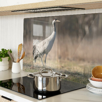 Schneidebrett Glas mit Motiv eines Krans vor einer Landschaft