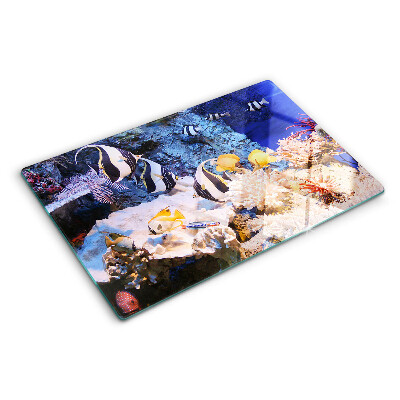 Schneidebrett mit Motiv einer Unterwasserwelt und Fischen