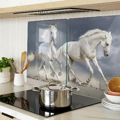 Schneidebrett glas Weiße Pferde auf der Flucht
