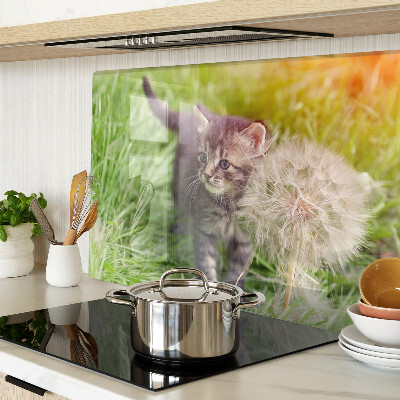 Glas schneidebrett Katze auf dem Rasen