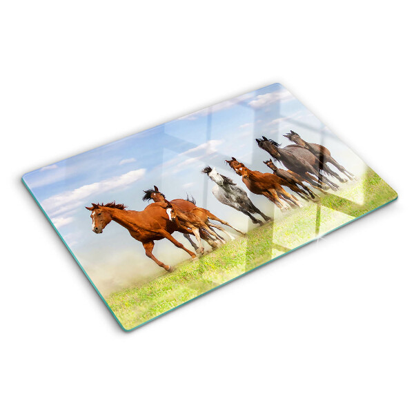 Schneidebrett Galoppierende Pferde auf der Wiese