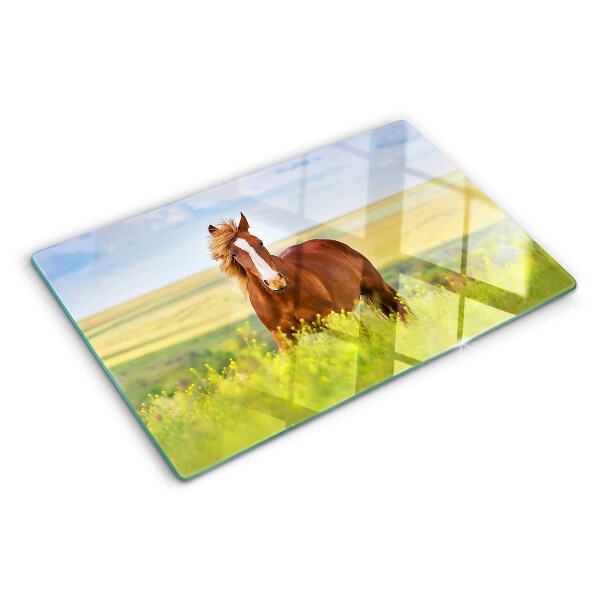 Schneidebrett mit Motiv eines Pferdes auf der Wiese
